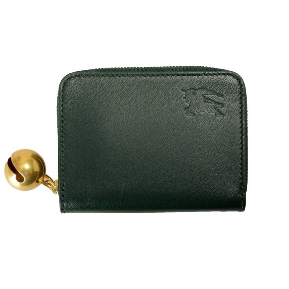 Burberry Vine Green Mini Leather Zip Around Wallet - Picture 1 of 5